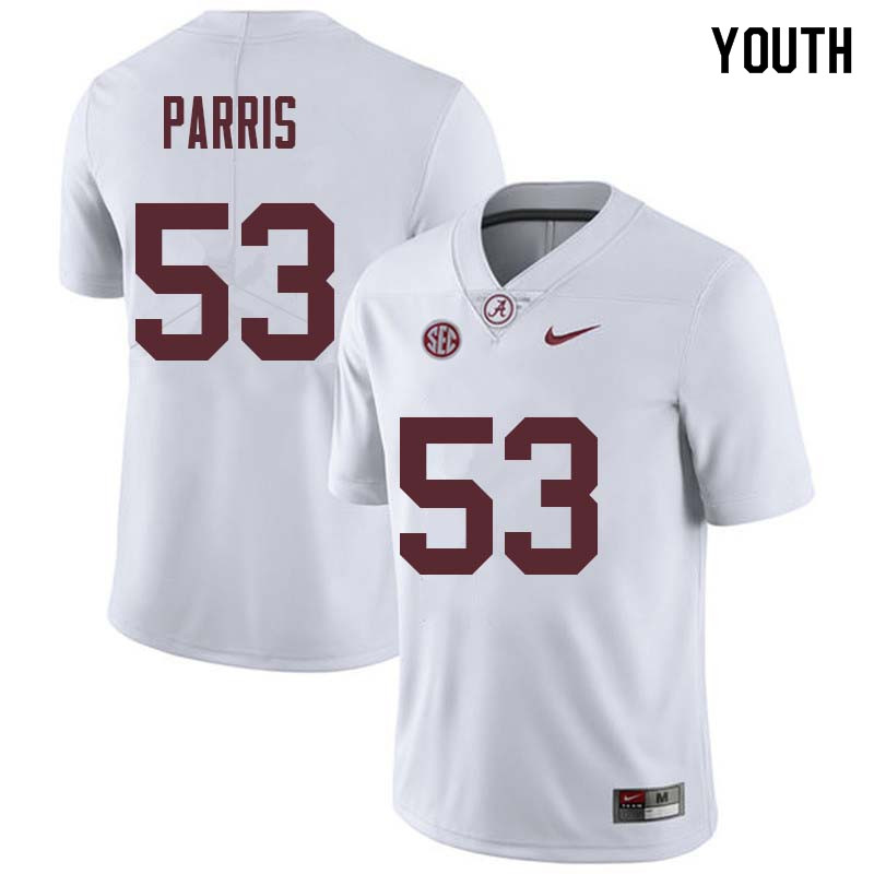 Alabama Crimson Tide Youth Ryan Parris #53 White NCAA Nike Authentic Stitched College Football Jersey XA16I45HM